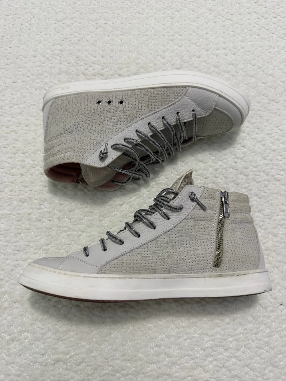 P448 Skate Flax Laser Cut Leather High-Top Zip Sneakers Women’s Size EU40